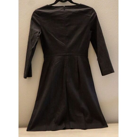 Theory Women Sz 6 Graystone Textured Stretch Kamillina Crinkle Flare Dress - Picture 2 of 12